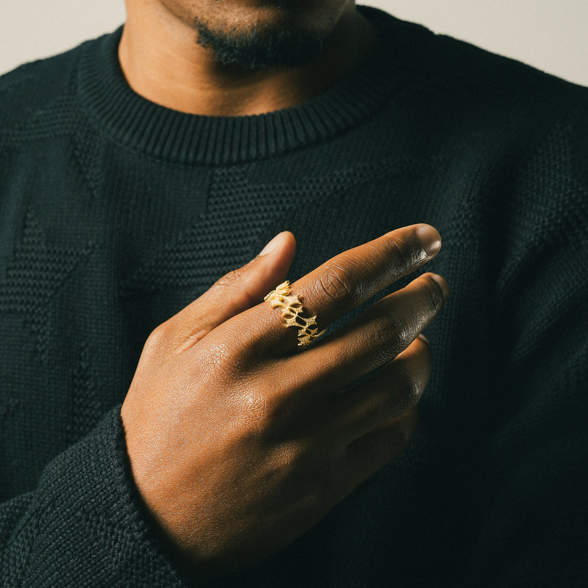 Iced Monogram Ring Doré