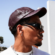 Leather Monogram cap - Bordeaux & Moissanite