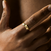 Triple crossed star ring - Doré
