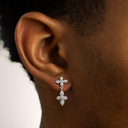 Iced Crossed Star Earrings - Argenté
