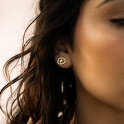 Iced Round signature earrings dorées
