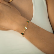 Bracelet Flower câble Doré - Motif Vert