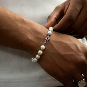 Bracelet Pearl Double Stars Argenté