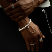 Bracelet Flower Pearl Argenté - Pierres Blanches
