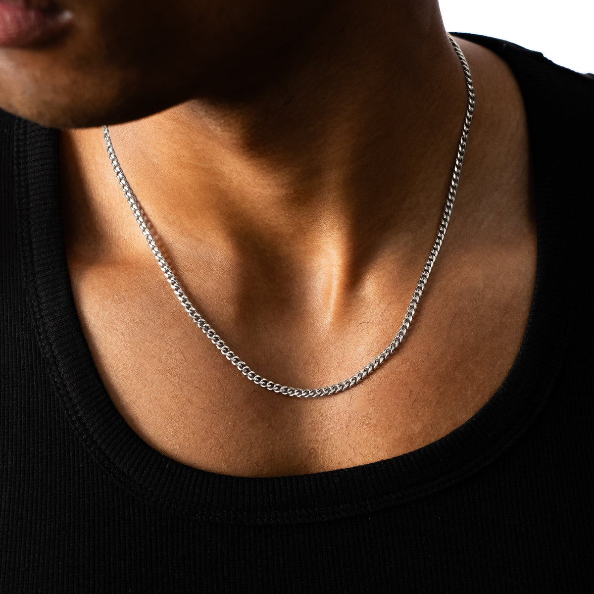 Chaîne Cuban link 3 mm argentée