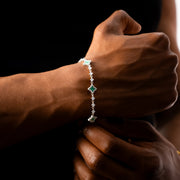 Bracelet Flower Tennis Argenté - Motif Vert