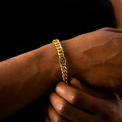 Bracelet Cuban link 8 mm Signature Doré