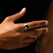 Raw Ring Argentée - Motif Noir