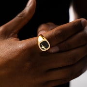 Iced Raw ring Dorée - Motif Noir