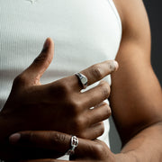 Round signet ring argentée