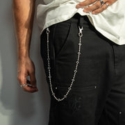 Wallet Chain Flower Tennis Argentée - Motif Noir