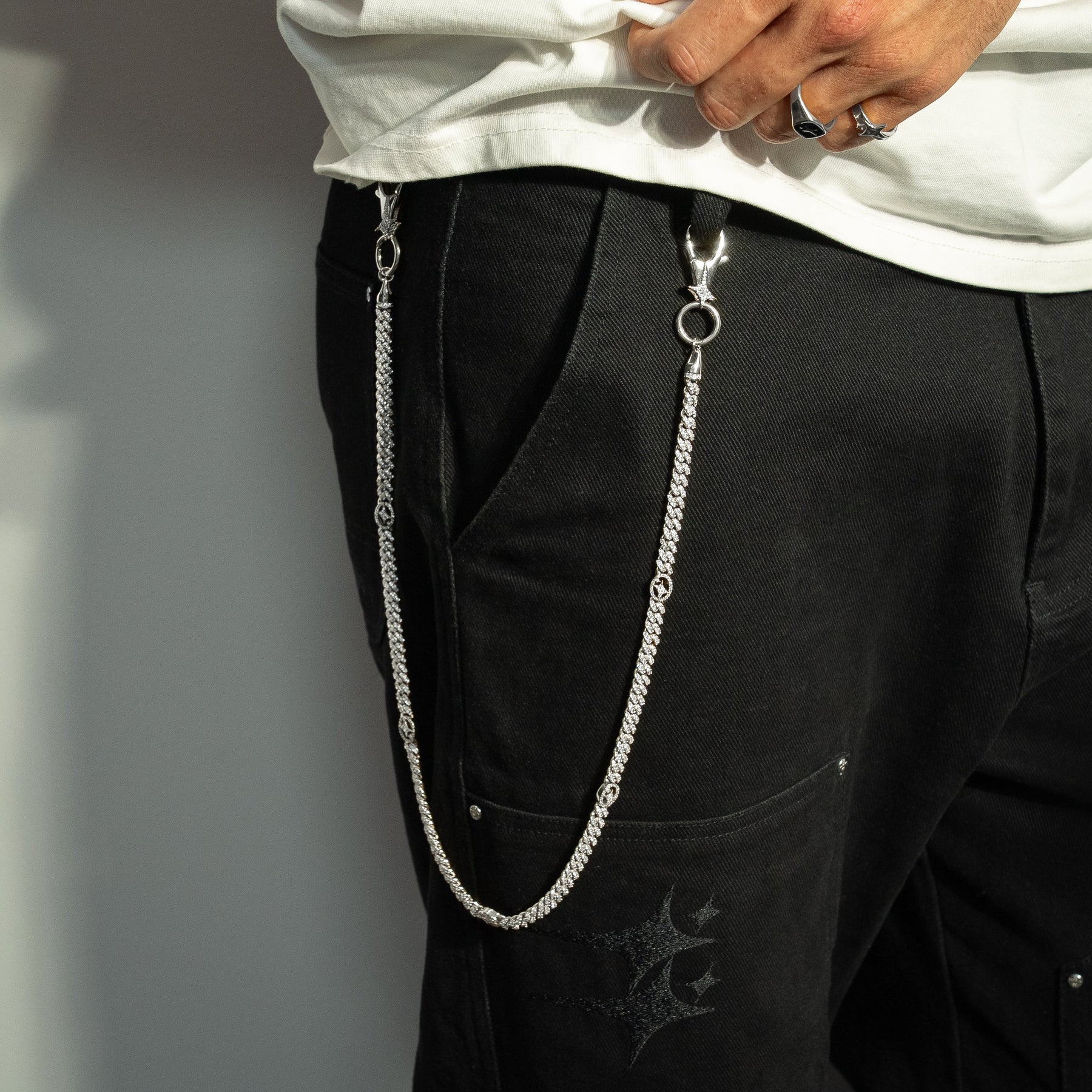 Wallet Chain Iced Cuban link Signature 5 mm Argentée