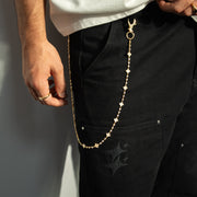 Wallet Chain Flower Tennis Dorée - Motif Blanc