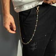 Wallet Chain Flower Tennis Dorée - Pierres Bleues