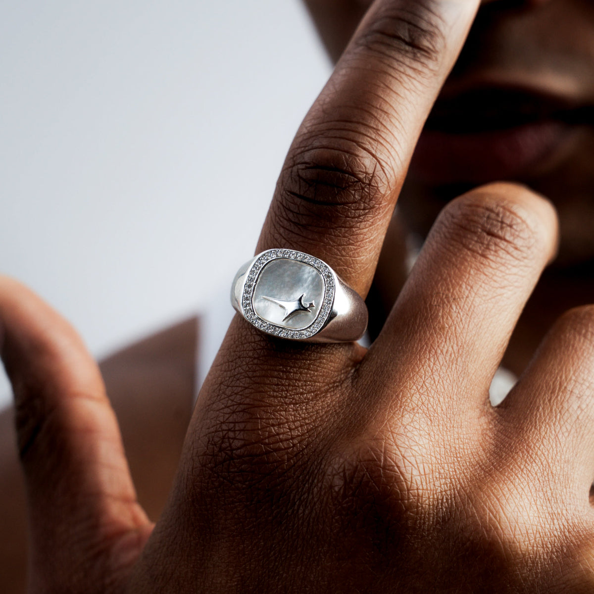 Iced Raw ring Argentée - Motif Blanc