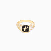 Iced Square signet ring dorée