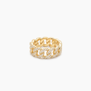 Iced Cuban link ring dorée