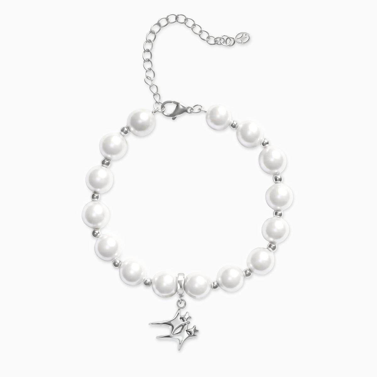 Bracelet Pearl Double Stars Argenté