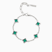 Bracelet Flower câble Argenté - Motif Vert