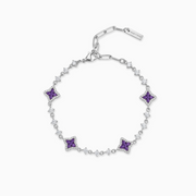 Bracelet Flower Tennis Argenté - Pierres violettes