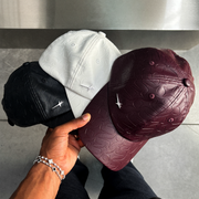 Leather Monogram cap - Blanc & Moissanite