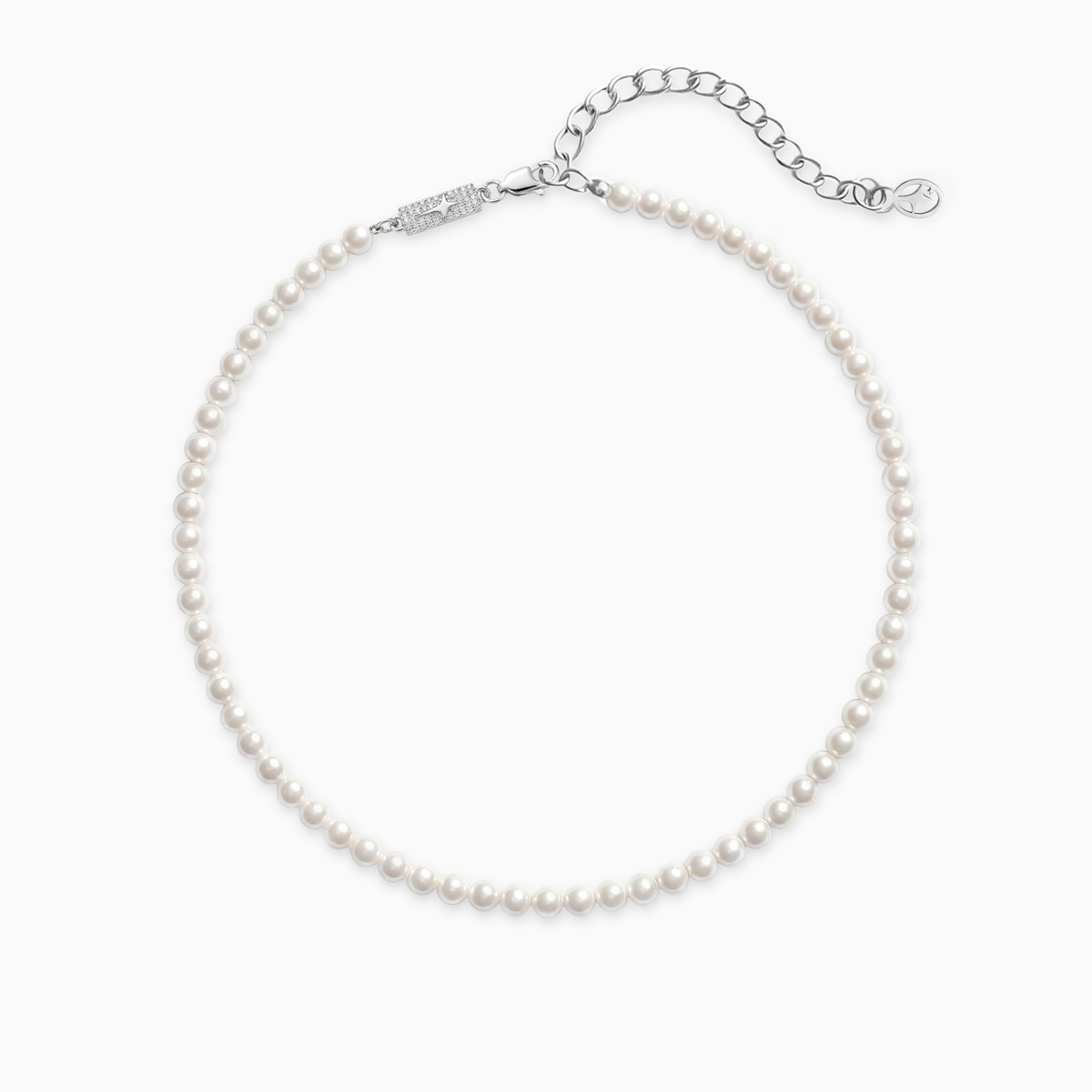Chaîne perlée 4 mm argentée