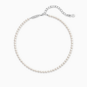 Chaîne perlée 4 mm argentée