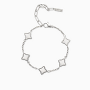 Bracelet Flower câble Argenté - Motif Blanc