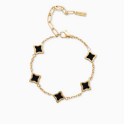 Bracelet Flower câble Doré - Motif Noir