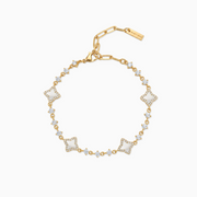 Bracelet Flower Tennis Doré - Motif Blanc