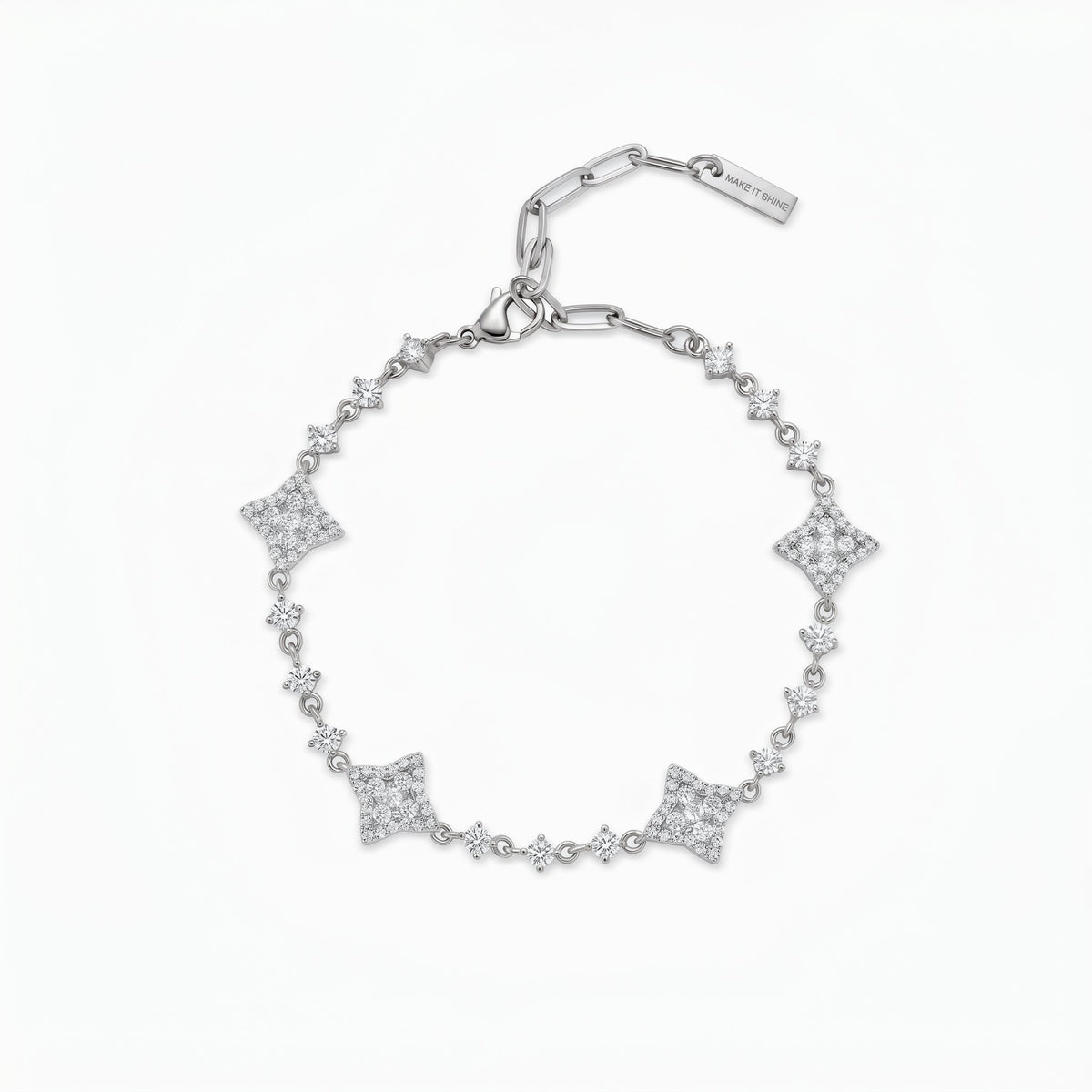 Bracelet Flower Tennis Argenté - Pierres blanches