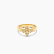 Iced crossed star ring - Doré