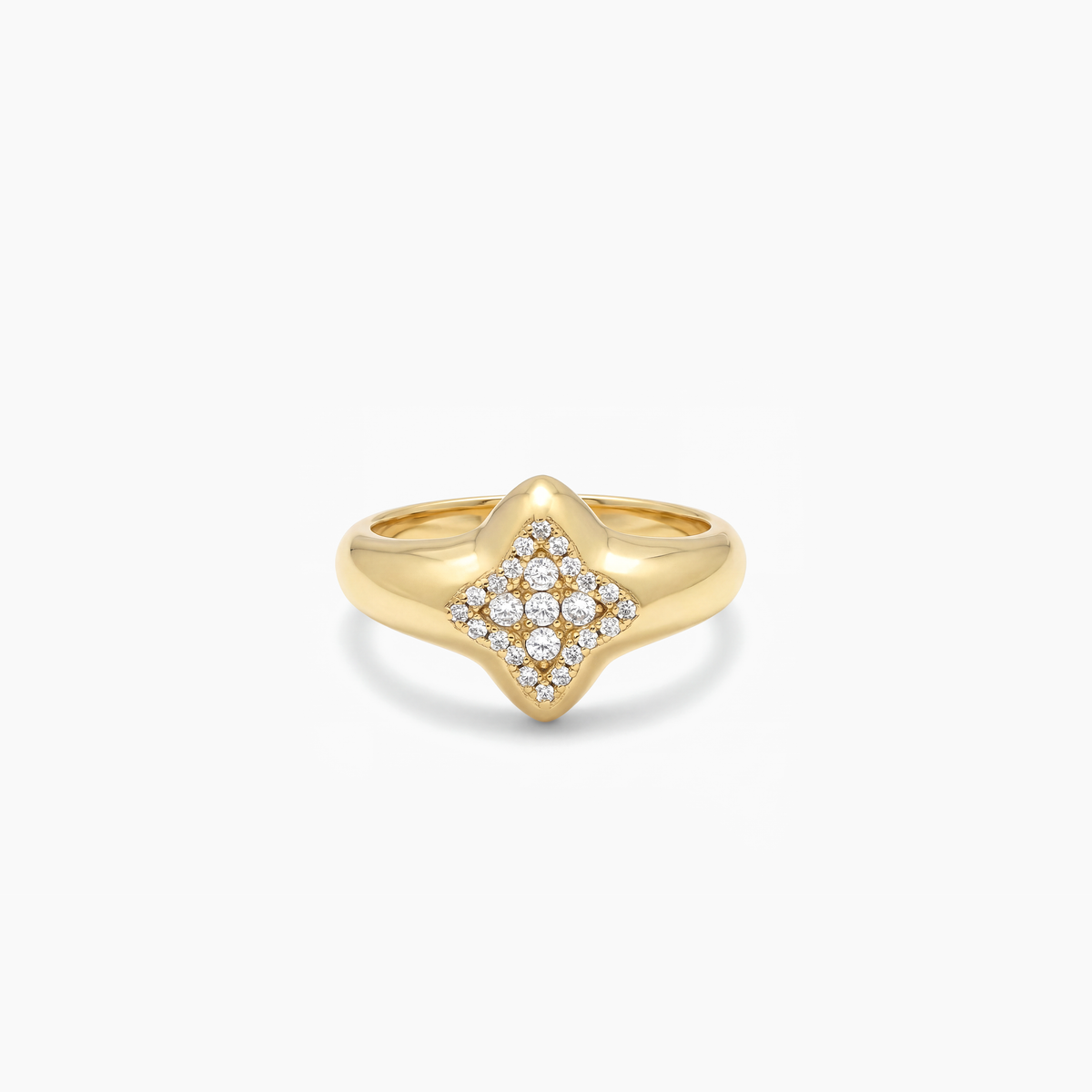 Flower signet ring dorée