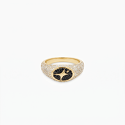 Iced Oval signet ring dorée