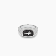 Iced Rectangle signet ring argentée