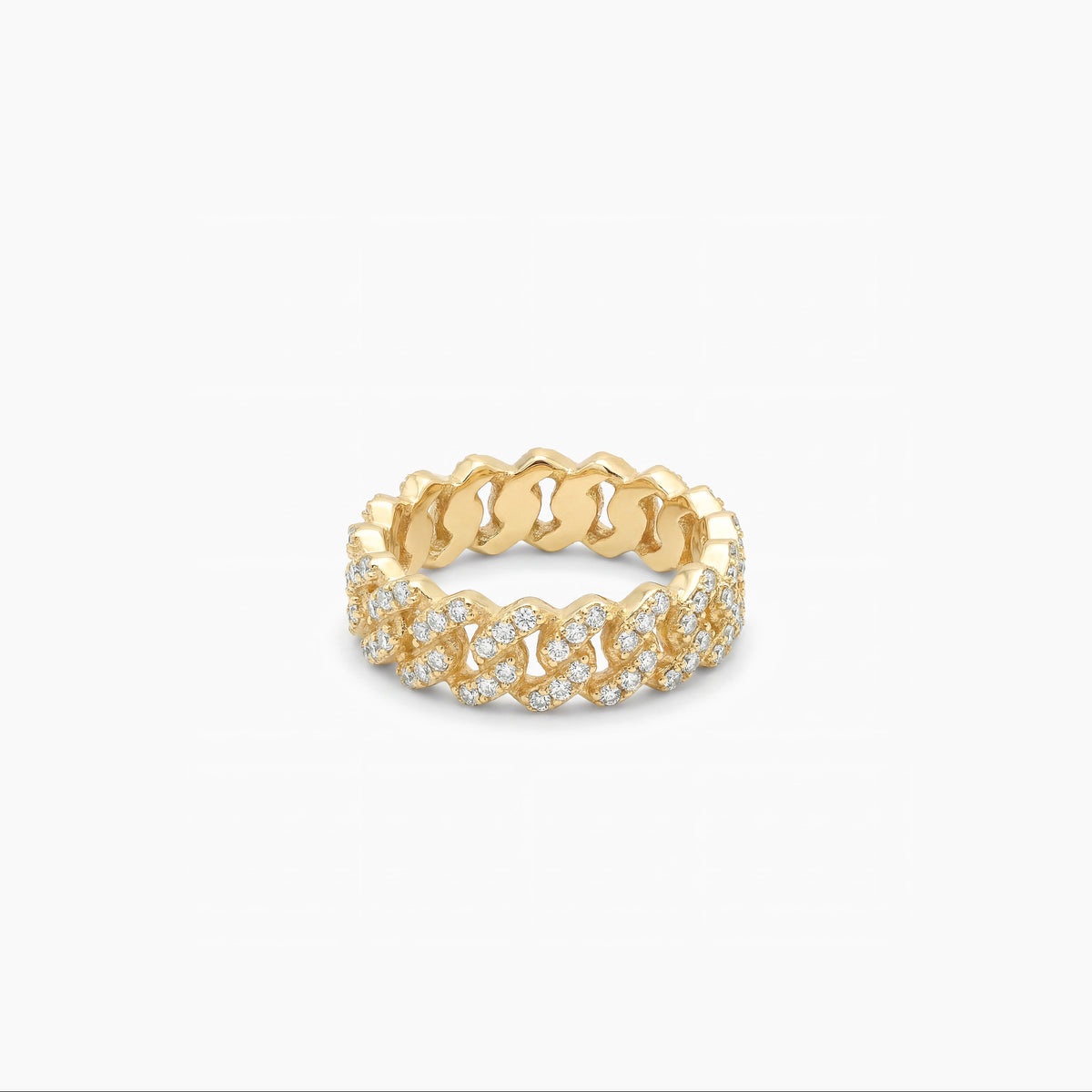 Slim Iced Cuban link ring dorée