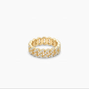 Slim Iced Cuban link ring dorée