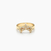 Iced triple crossed star ring - Doré