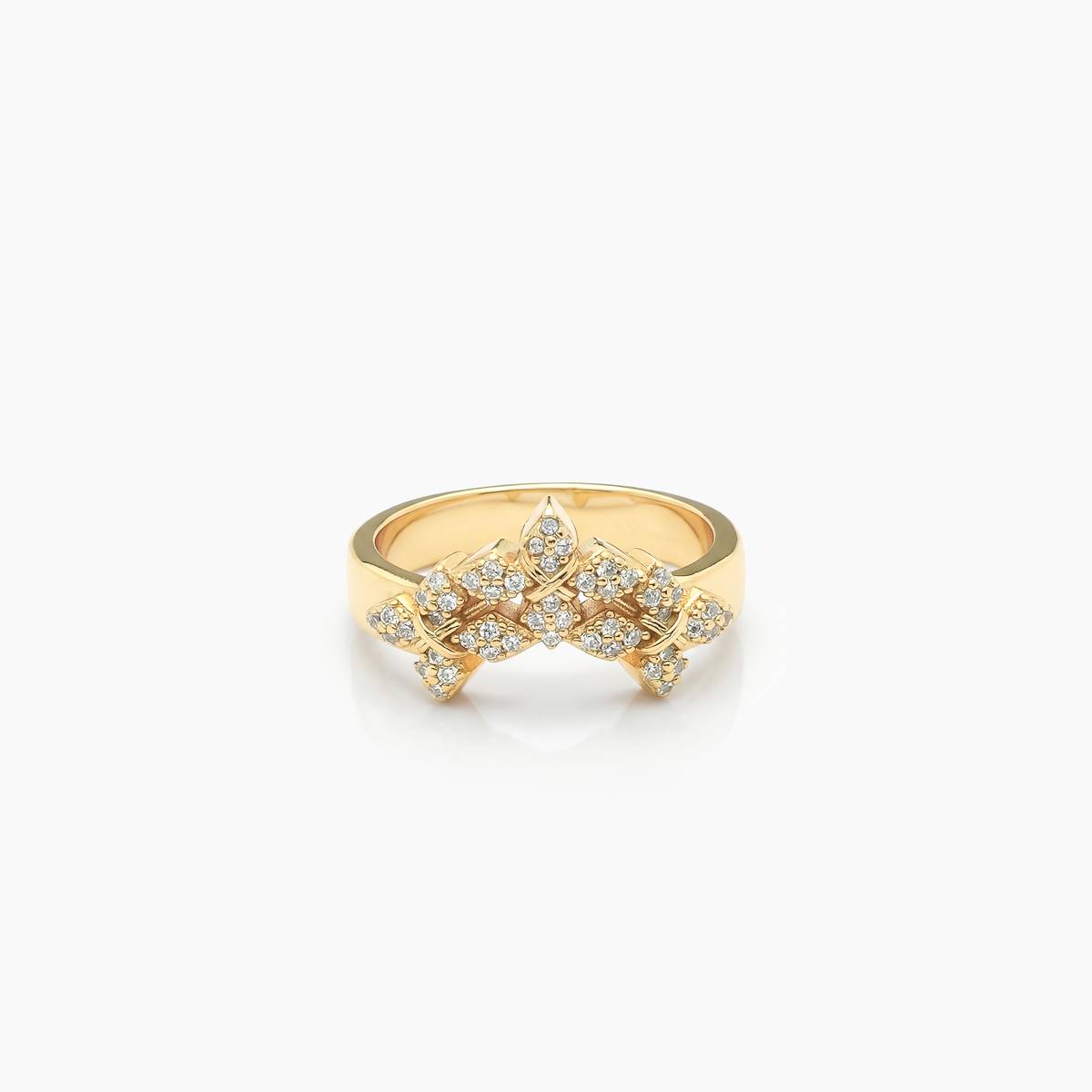 Iced triple crossed star ring- Doré