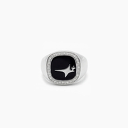 Iced Raw ring Argentée - Motif Noir