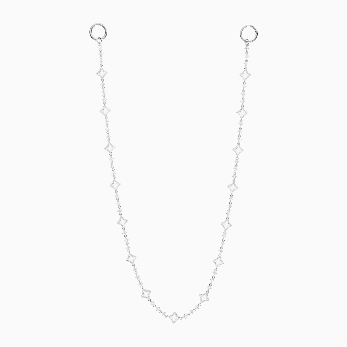 Wallet Chain Flower Tennis Argentée - Motif Blanc
