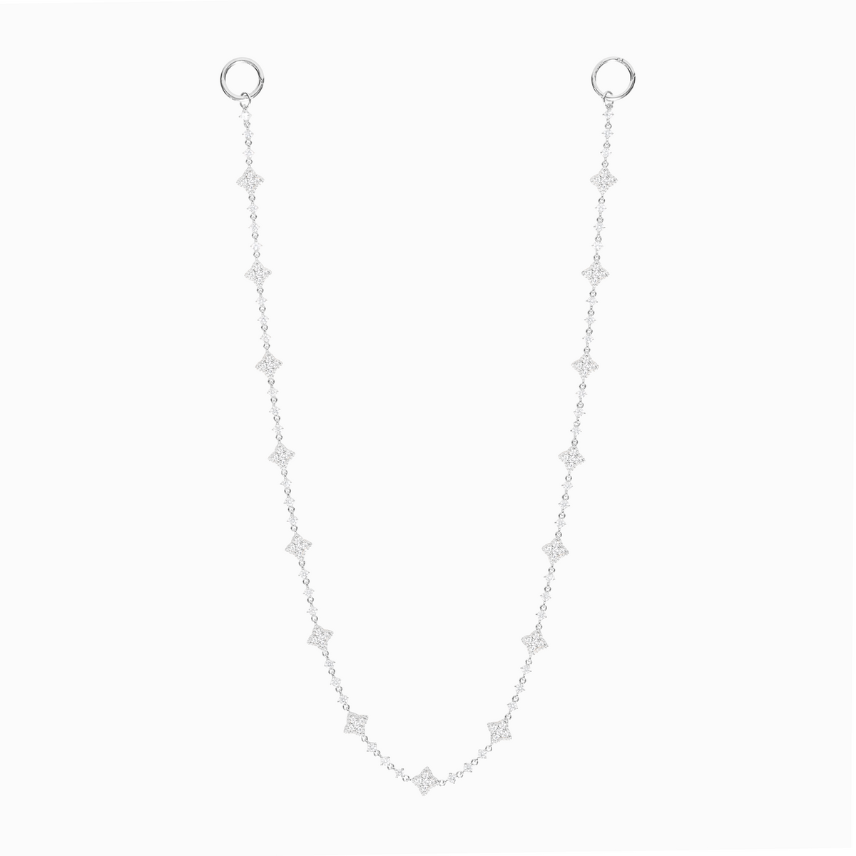 Wallet Chain Flower Tennis Argentée - Pierres Blanches