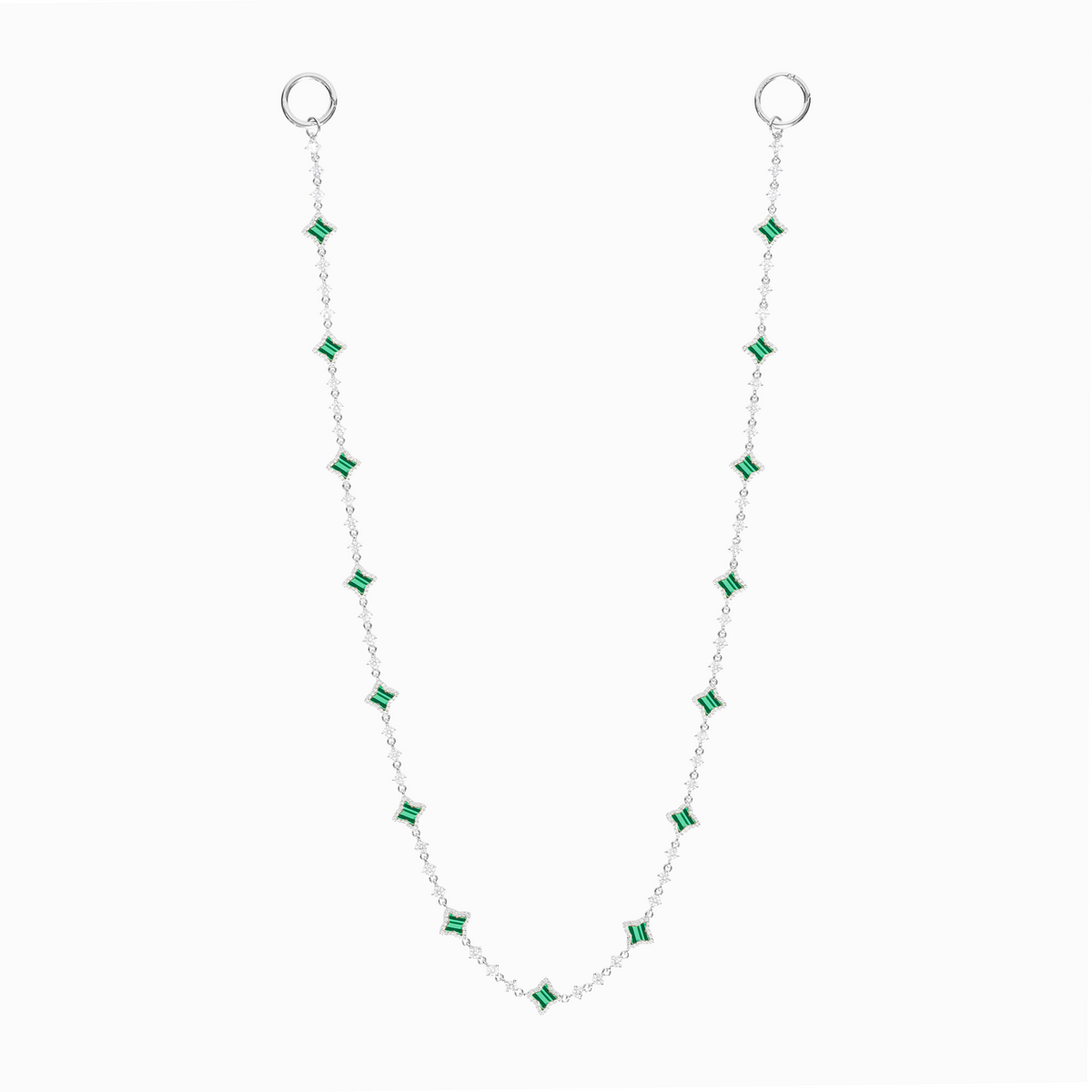 Wallet Chain Flower Tennis Argentée - Motif Vert