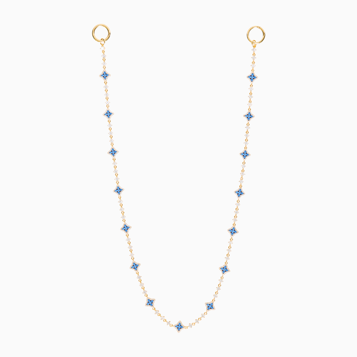 Wallet Chain Flower Tennis Dorée - Pierres Bleues