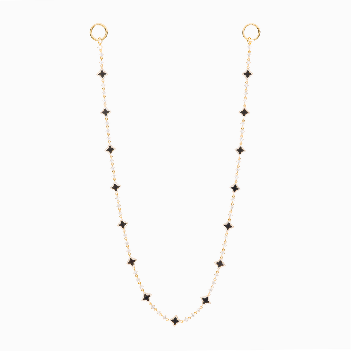 Wallet Chain Flower Tennis Dorée - Motif Noir