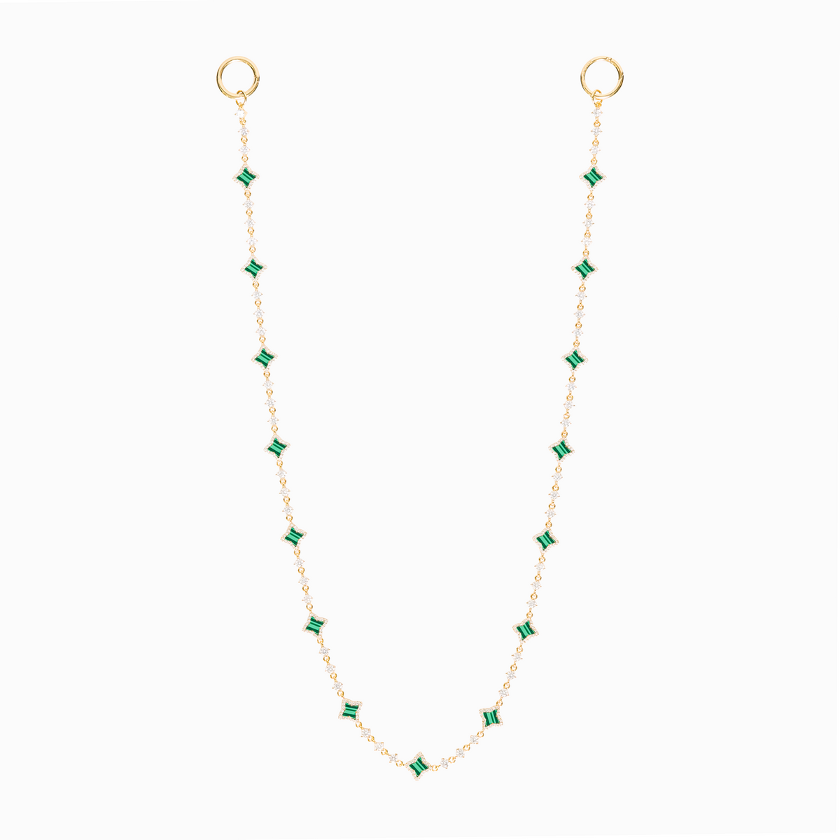 Wallet Chain Flower Tennis Dorée - Motif Vert