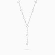 Lariat Flower Tennis Argenté - Motif Blanc