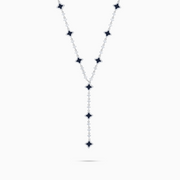 Lariat Flower Tennis Argenté - Motif Noir