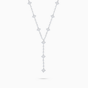 Lariat Flower Tennis Argenté - Pierres Blanches