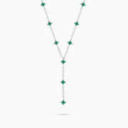 Lariat Flower Tennis Argenté - Motif Vert